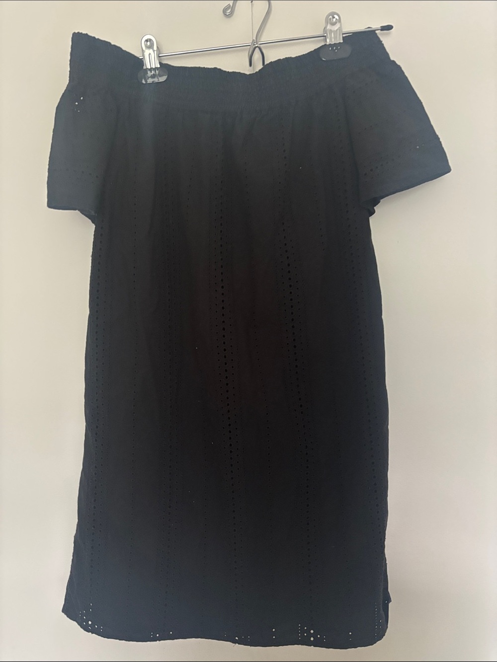 All Saints Black Strapless Eyelet Dress